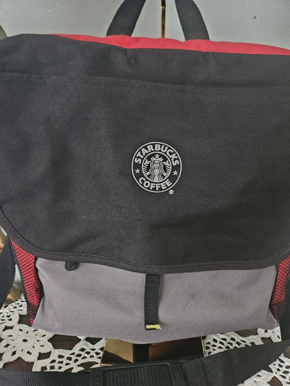 VTG Starbucks Embroidered Logo Colorblock Promotion Messenger Bag Utility Grunge